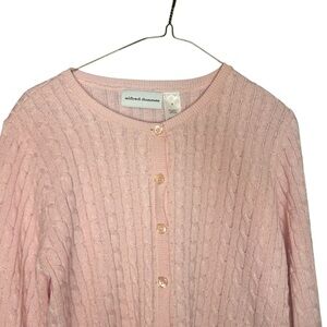 Alfred Dunner Soft Pink Cable Knit Cardigan